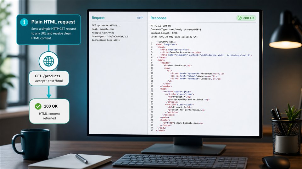 A simple HTTP request returning a clean HTML response