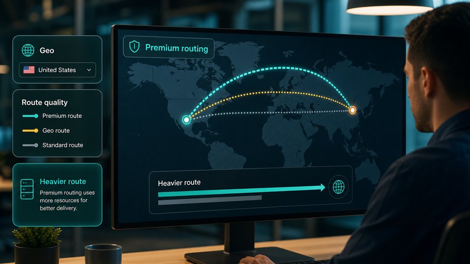 Request routing through geo and higher quality routes