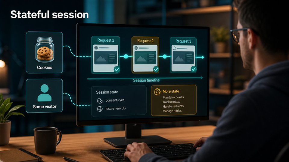 Several requests preserving cookies and visitor state