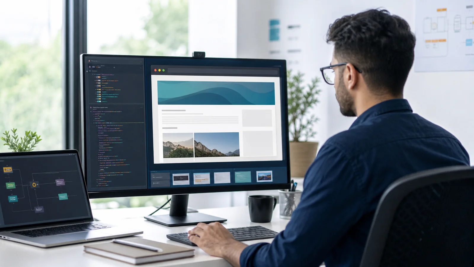 Developer validating a rendered public page capture with hosted headless browser output