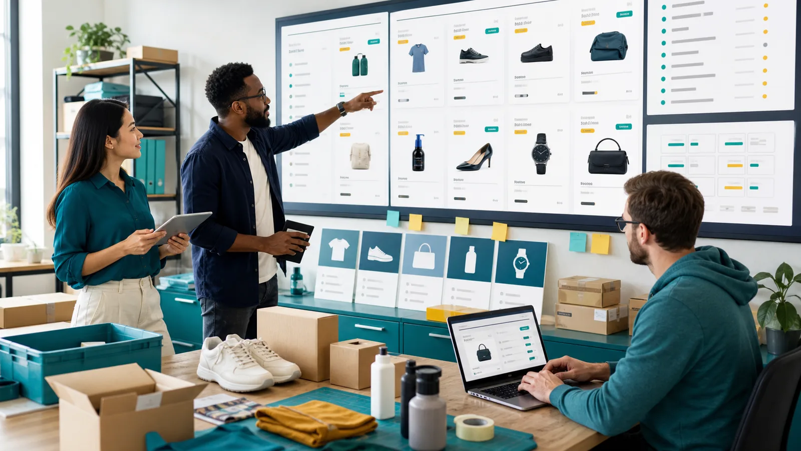Ecommerce operations team reviewing captured storefront product and category page evidence