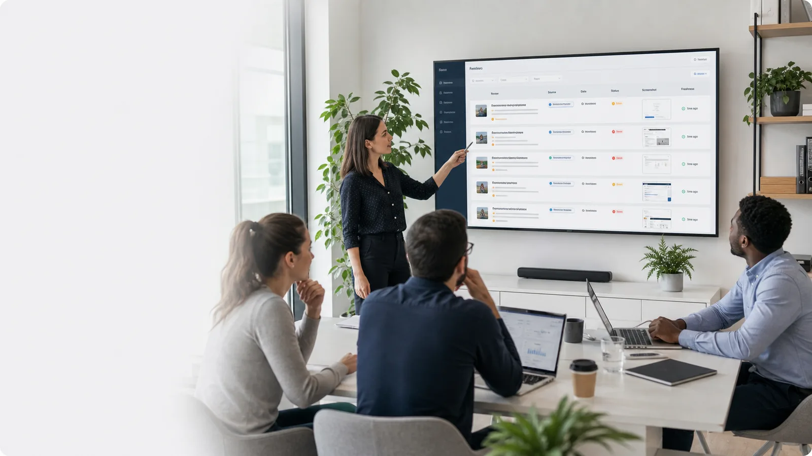 Brand monitoring team reviewing public mentions, review pages, timestamps, and screenshot evidence